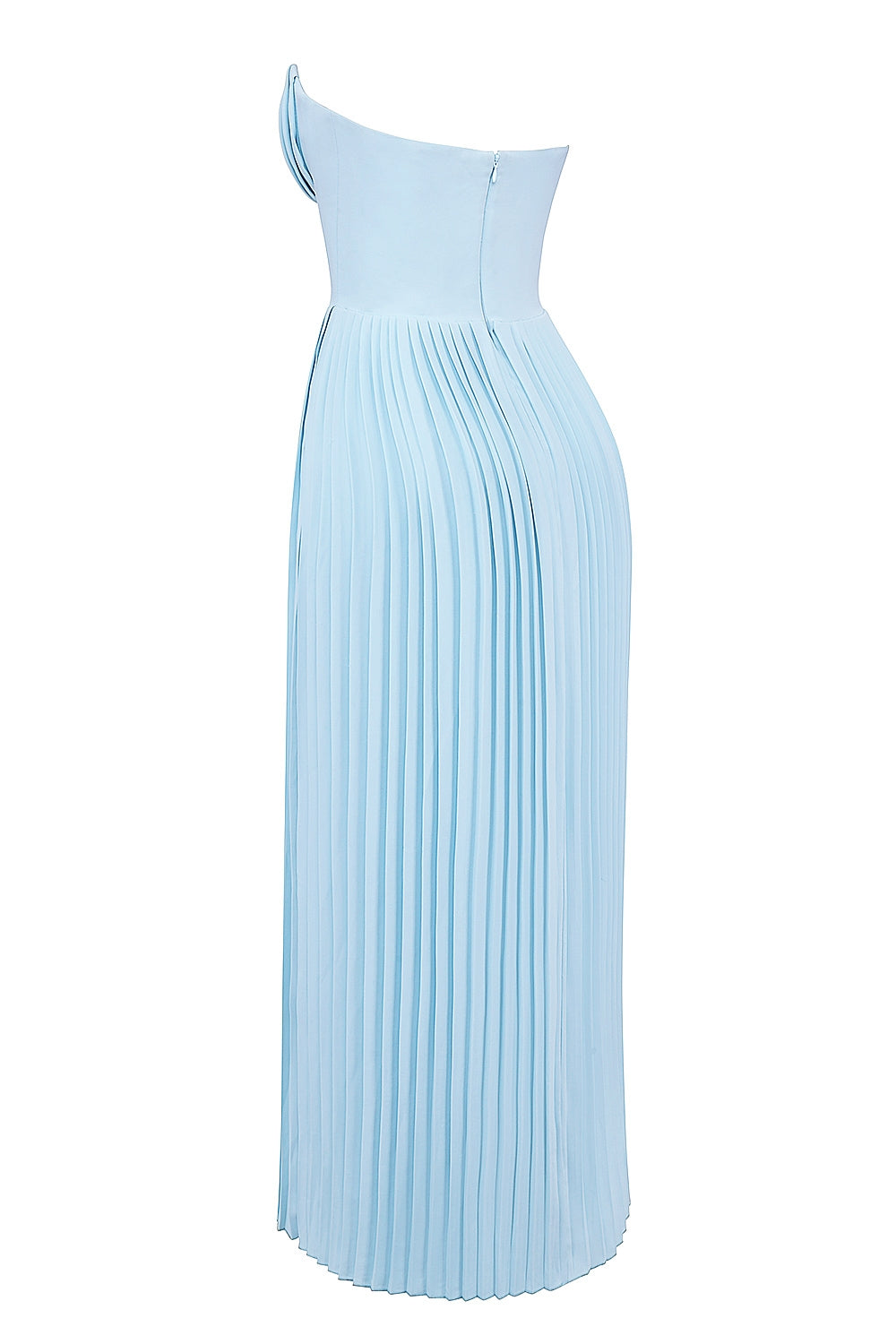 ocean blue pleated maxi dress