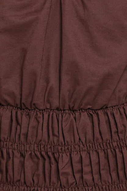Lucilla Shirred Waist Top - Chocolate