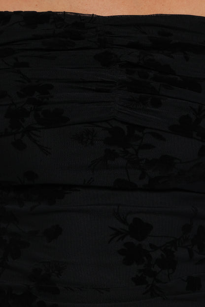 Aerin Off Shoulder Mesh Top - Black