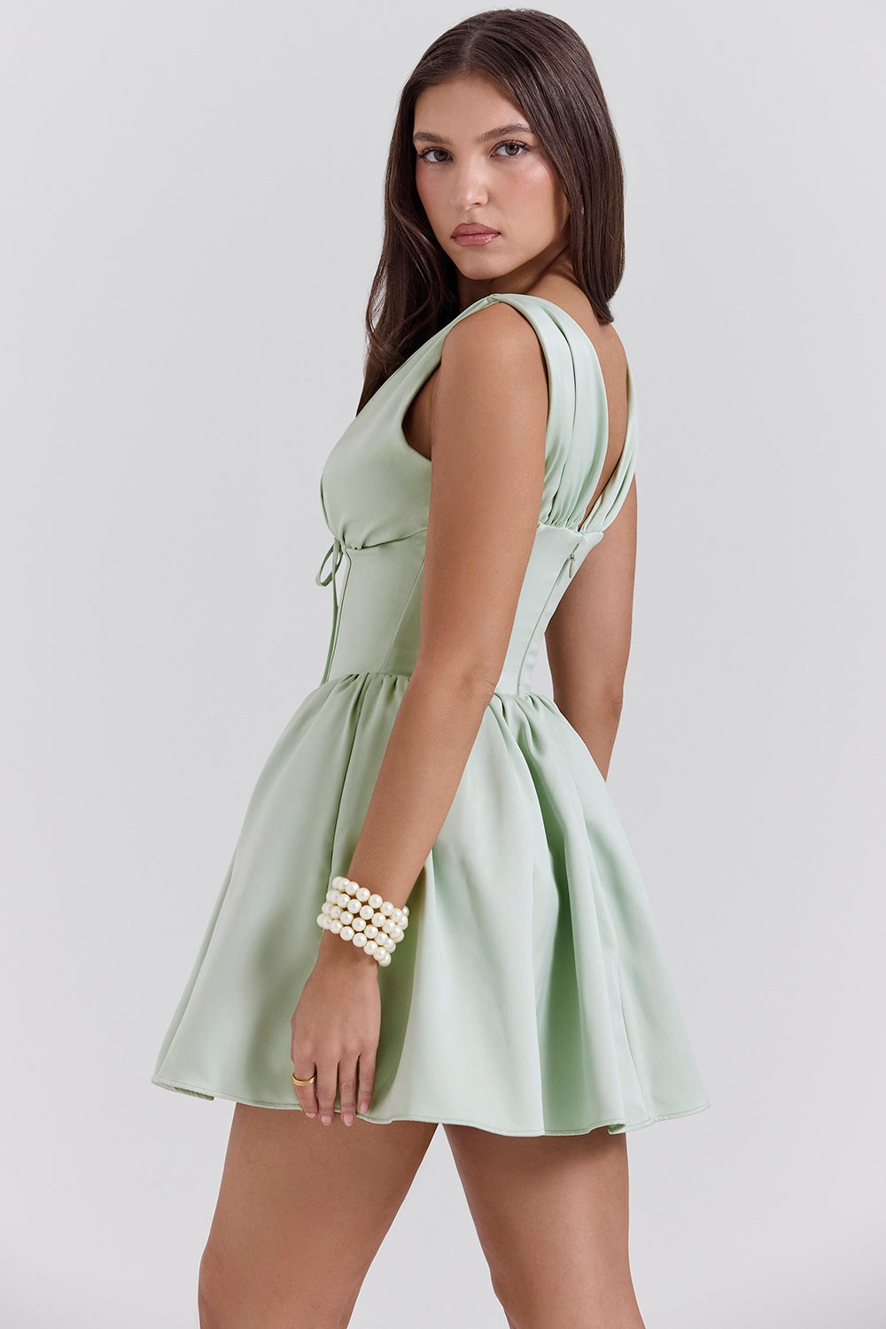 pistachio satin mini dress - sale