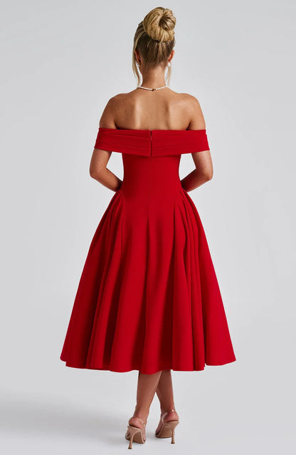 Miranda Midi Dress - Red