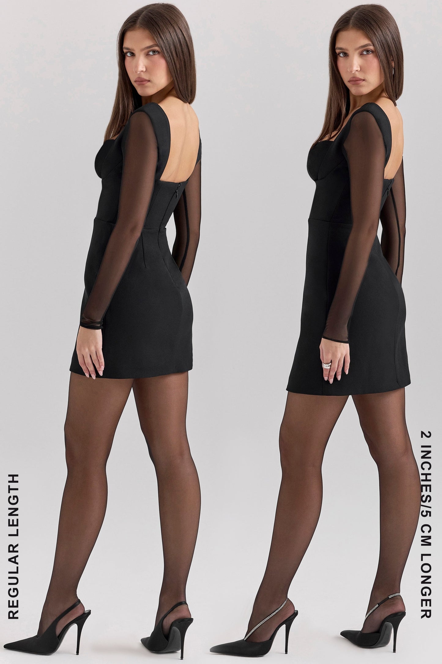 black stretch crepe plunge mini dress