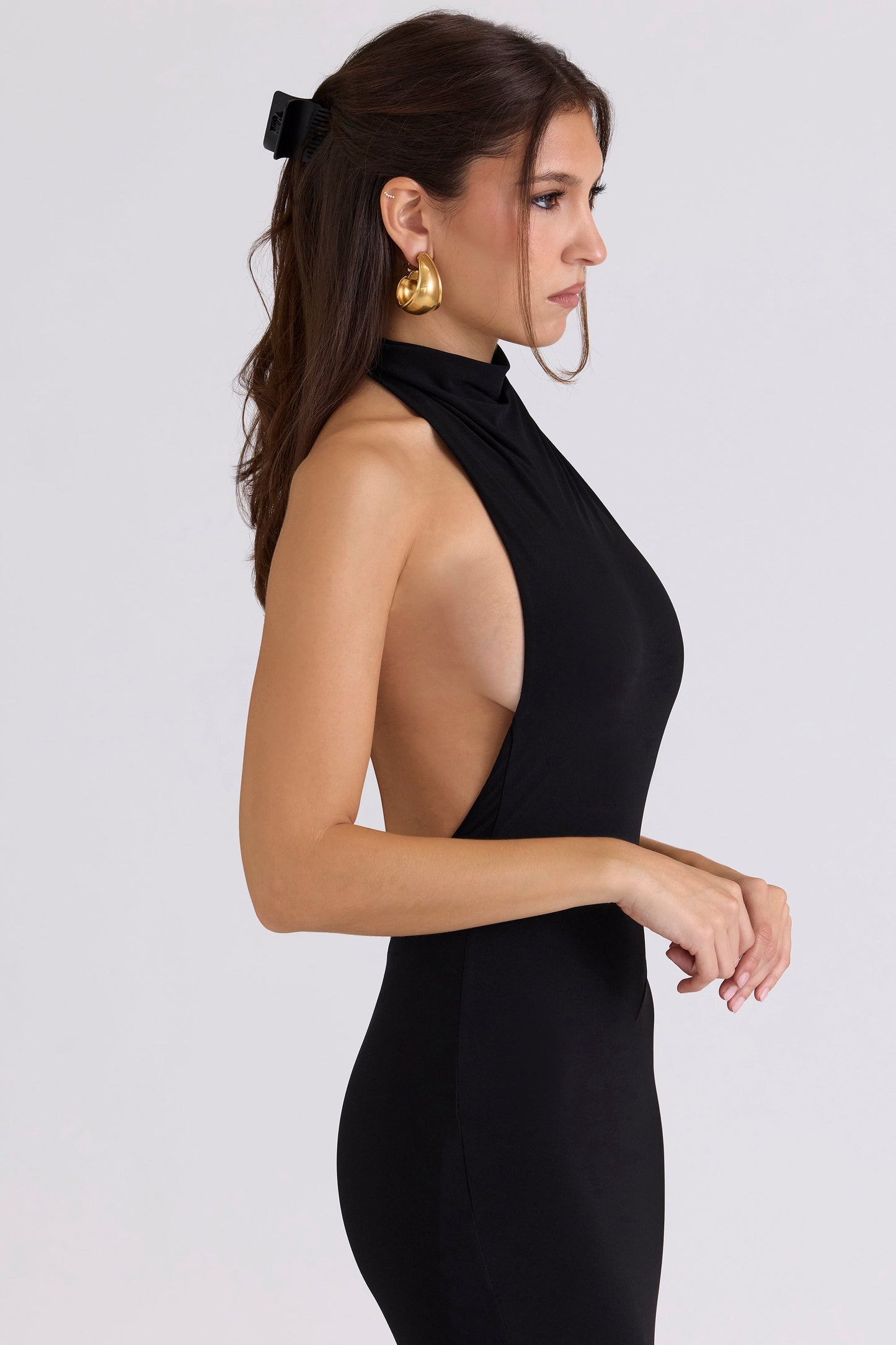 black backless silhouette maxi dress - limited edition