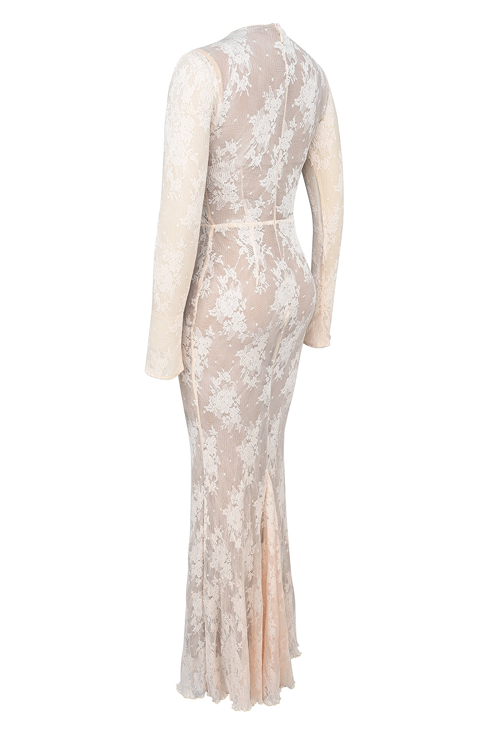 peach lace maxi dress