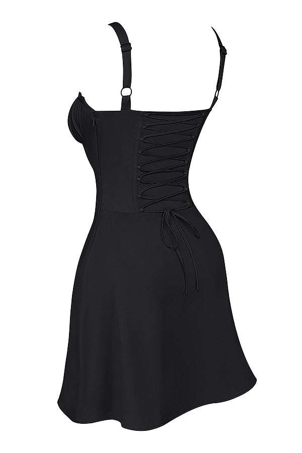 black corset mini dress