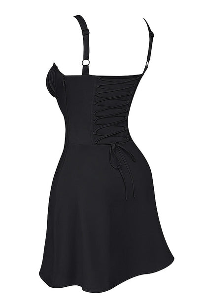 black corset mini dress