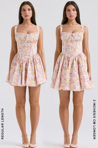 pink meadow print cotton mini dress