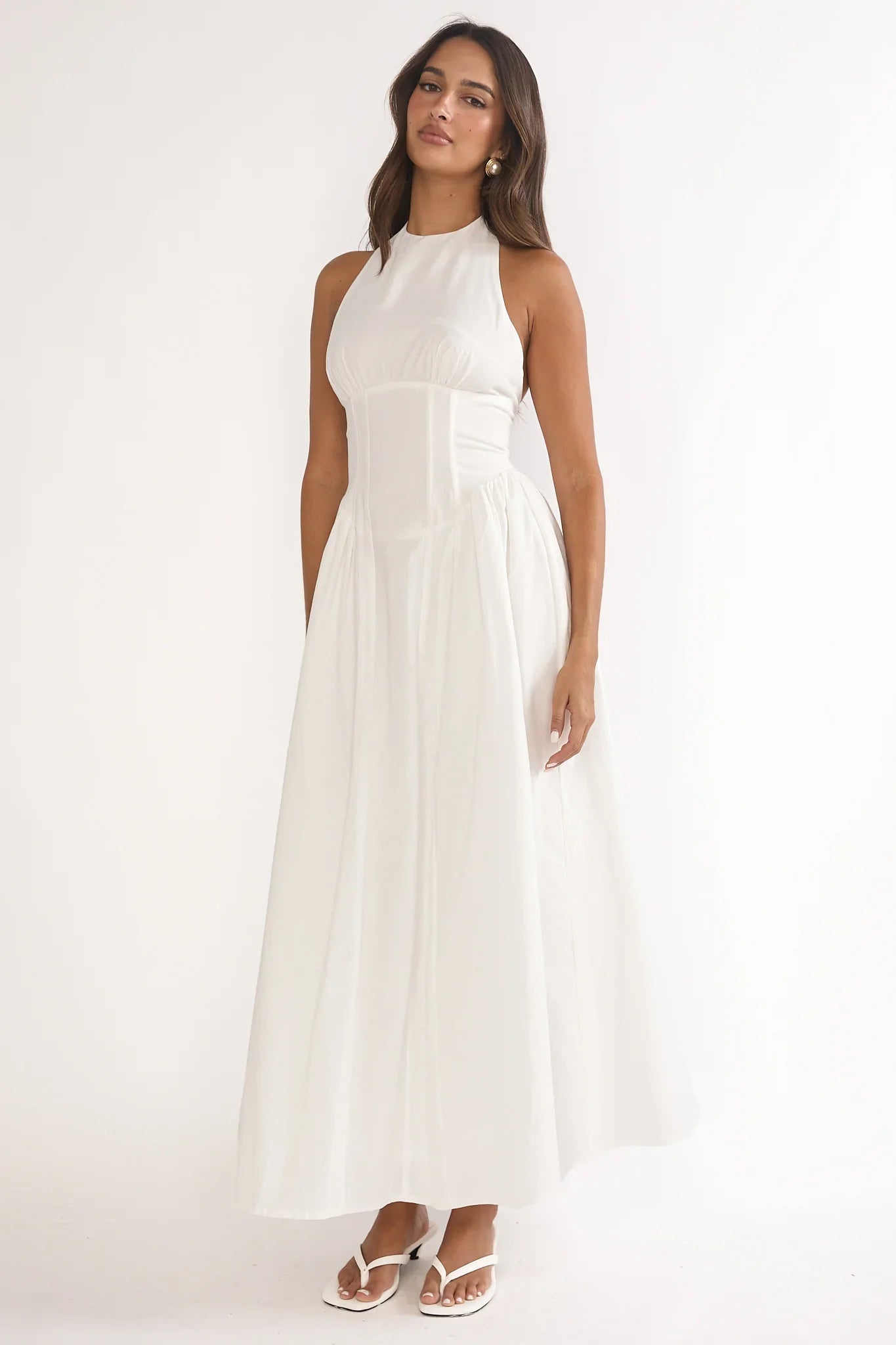El Corazon High Halterneck Maxi Dress White
