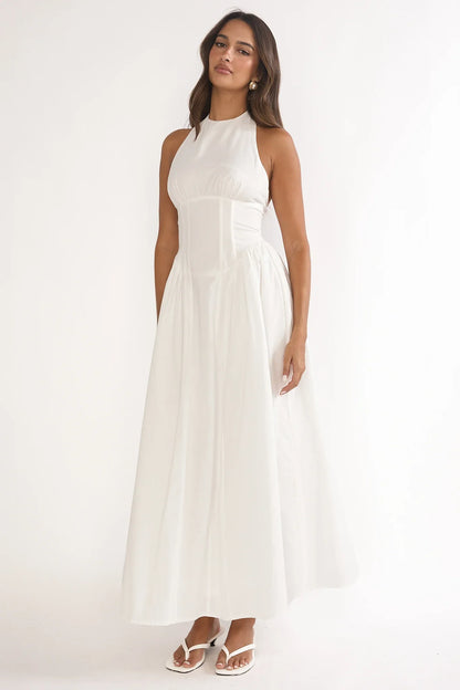 El Corazon High Halterneck Maxi Dress White