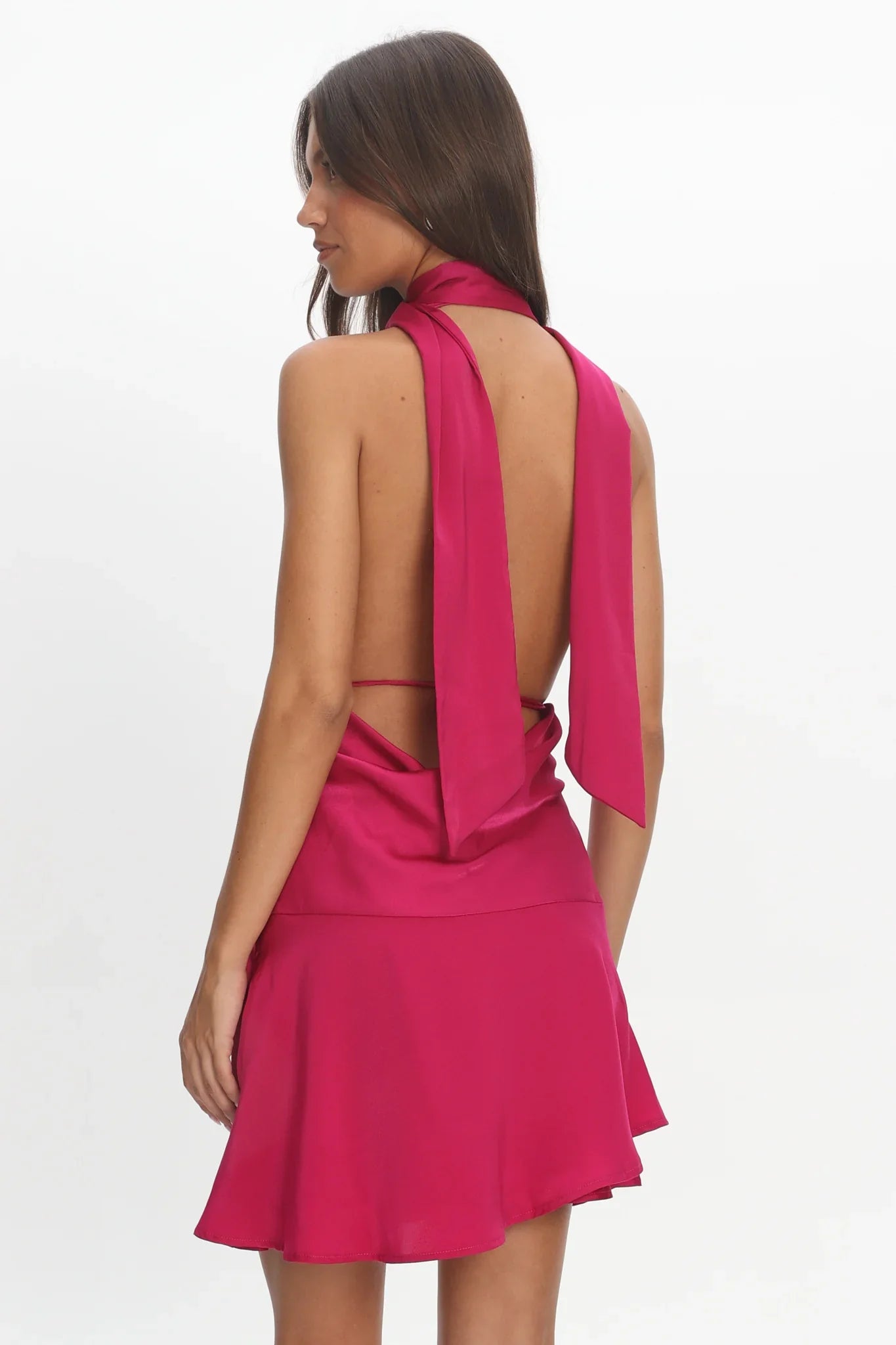 Tanya Halterneck Mini Dress Hot Pink