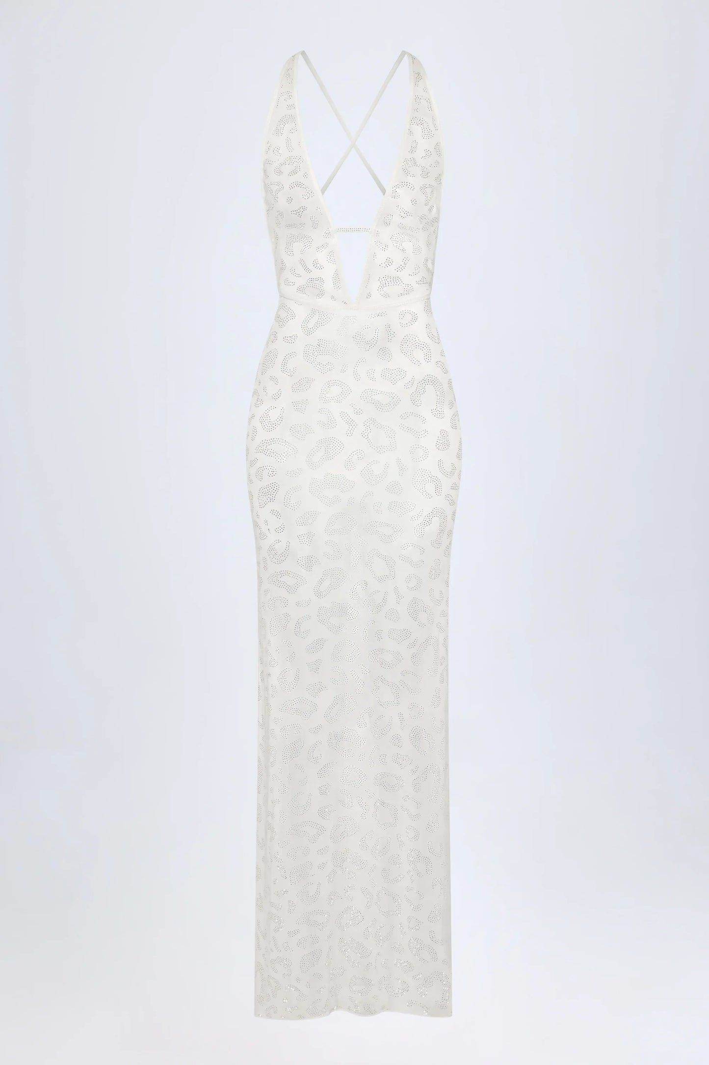 Embellished Backless Maxi Dress in White