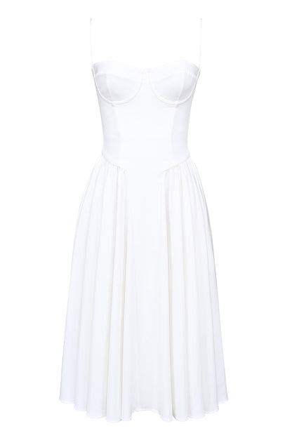 white corset midi dress