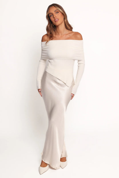 Mavis Off Shoulder Knit Top - Cream