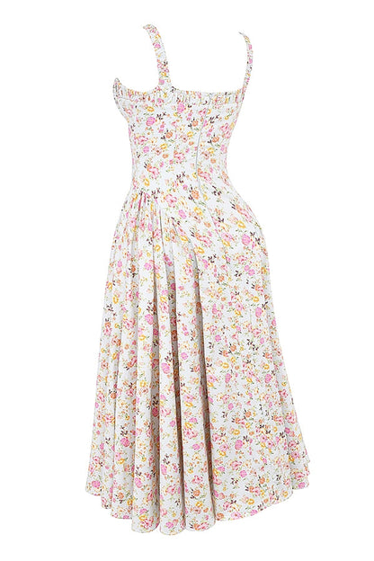 pale blue meadow print cotton midi sundress