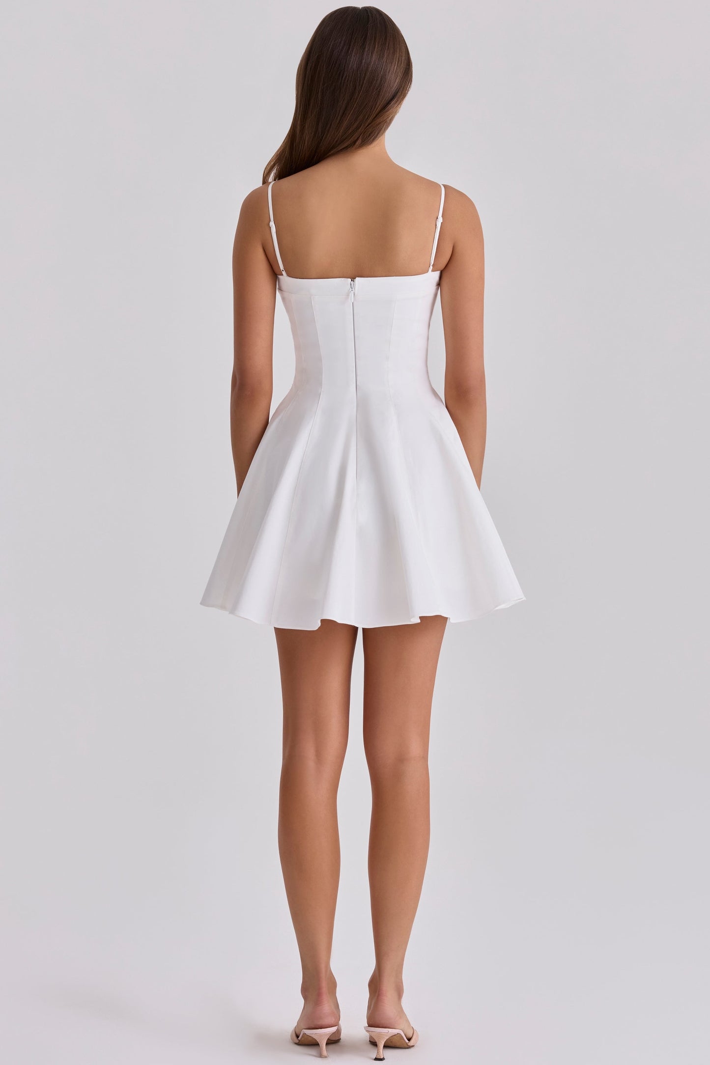 white cotton flared mini sundress