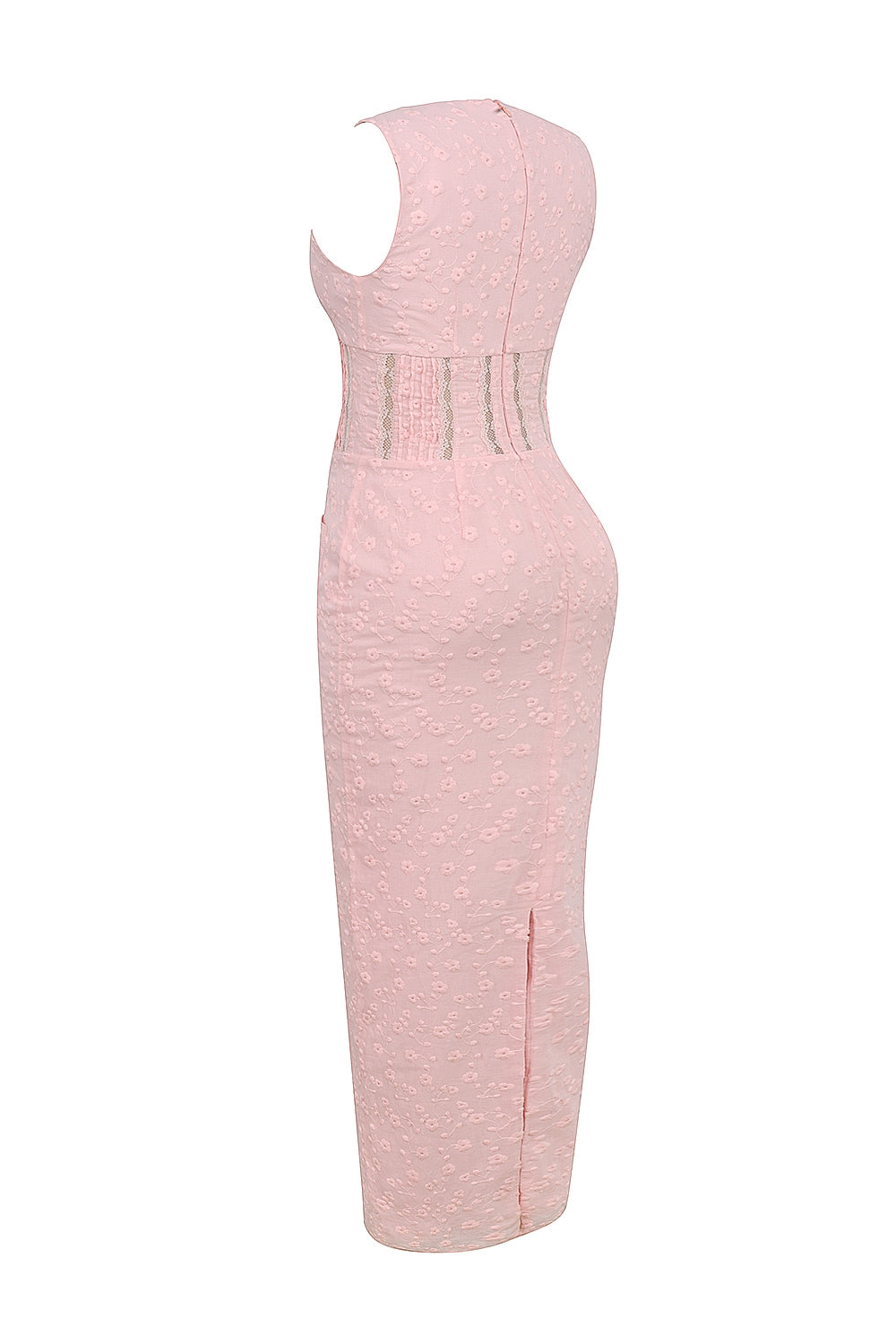perfectly pink broderie anglais plunge maxi dress