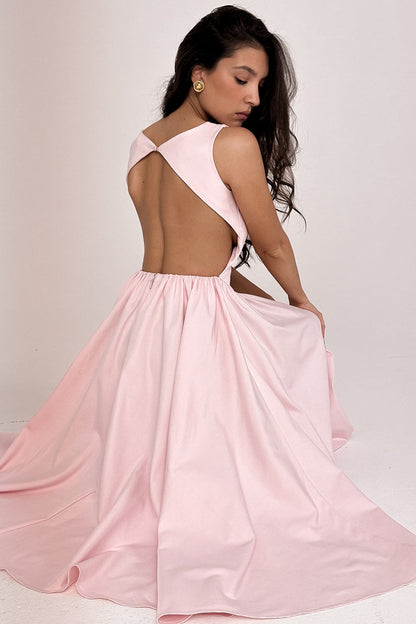 ballerina pink twill midi sundress