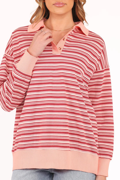 Beau Long Sleeve Jersey Top - Pink Stripe