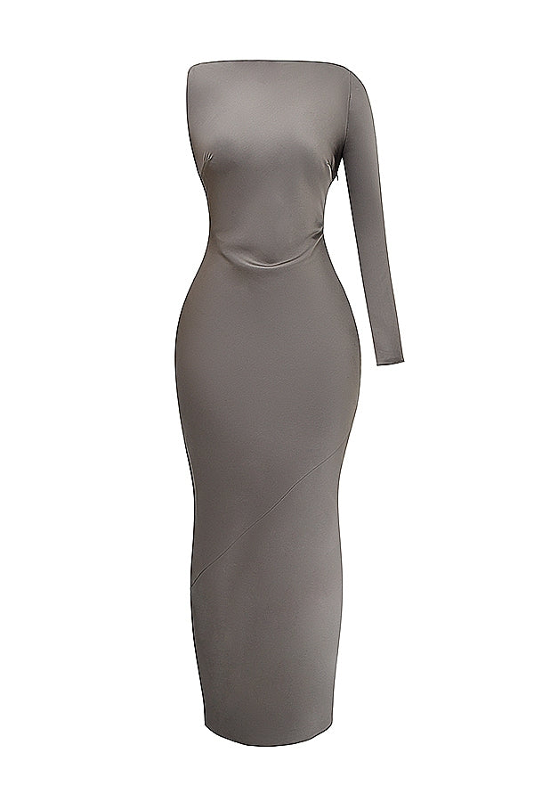 smoke one sleeve maxi dress