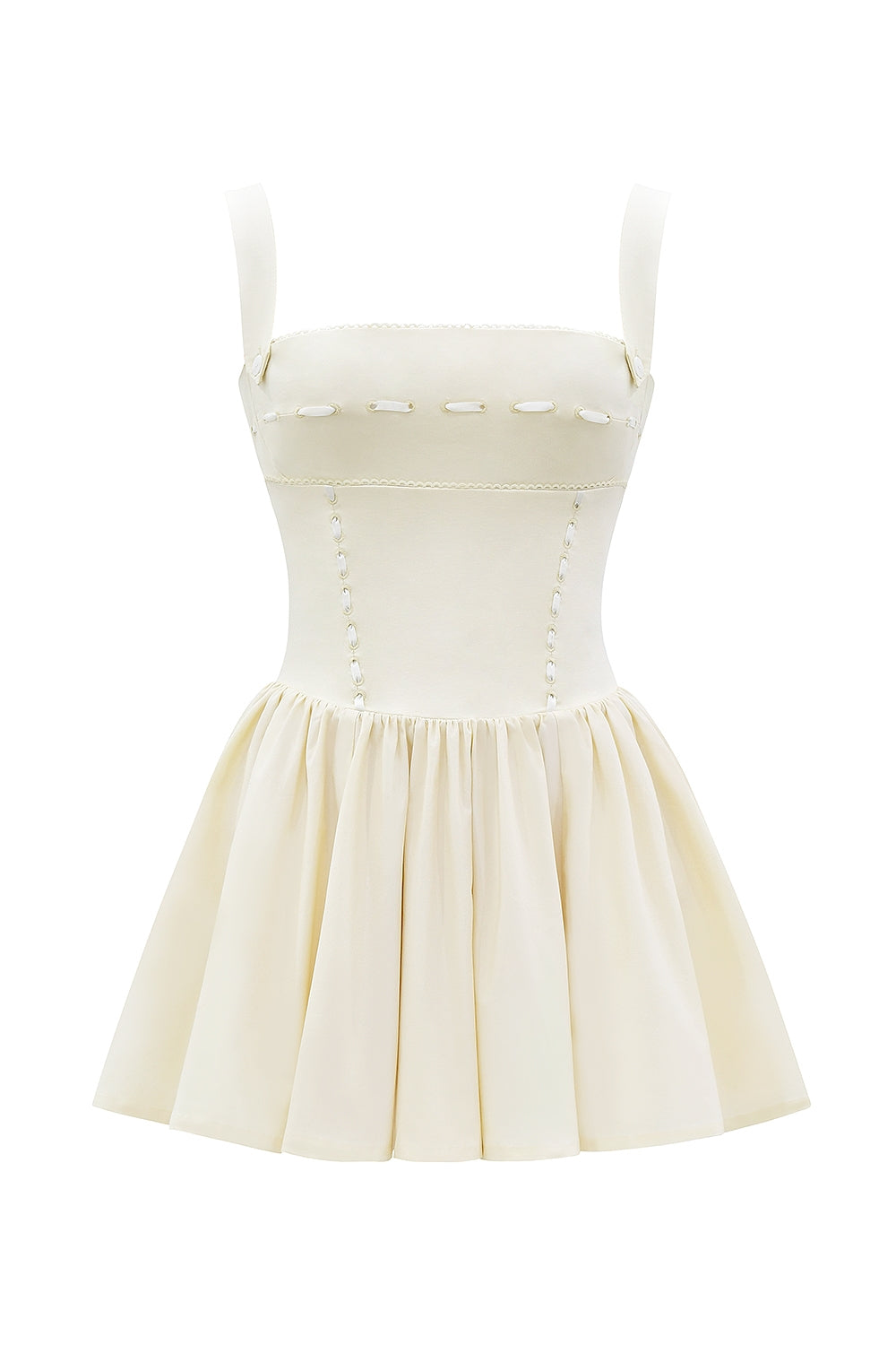buttermilk ribbon detailed mini dress
