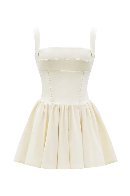 buttermilk ribbon detailed mini dress