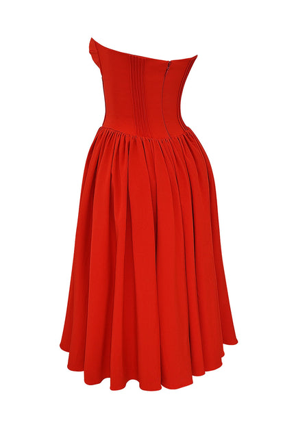 italian tomato strapless midi sundress