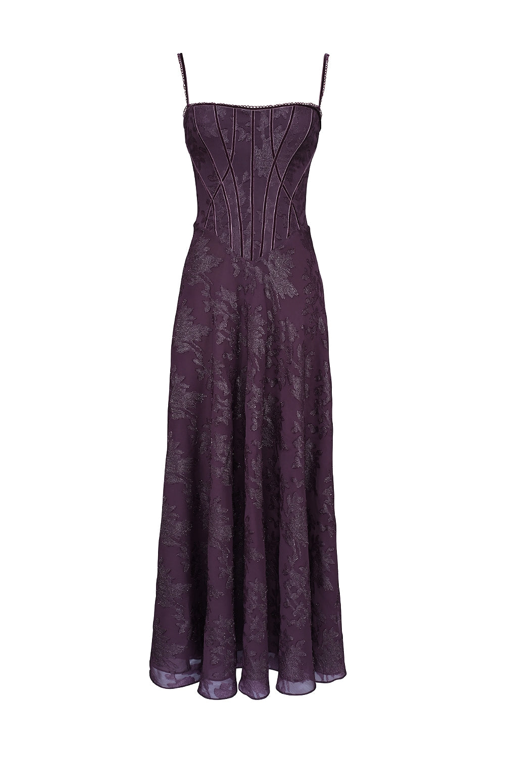 grape lurex chiffon maxi dress