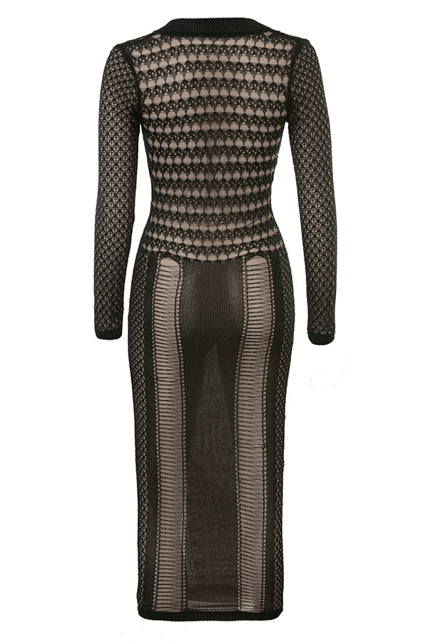 black plunge midi dress - sale