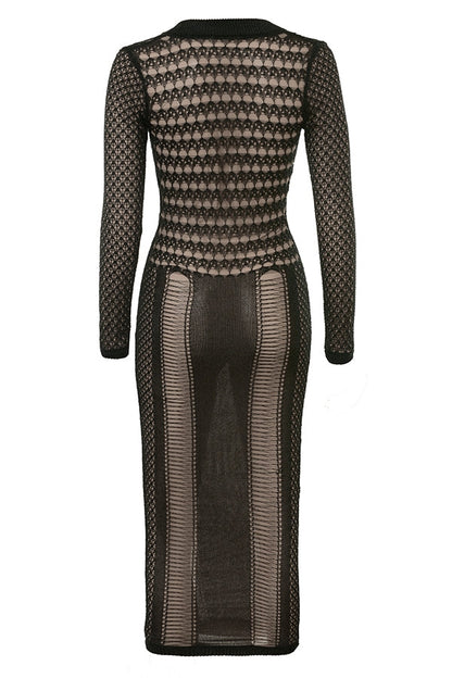 black plunge midi dress - sale