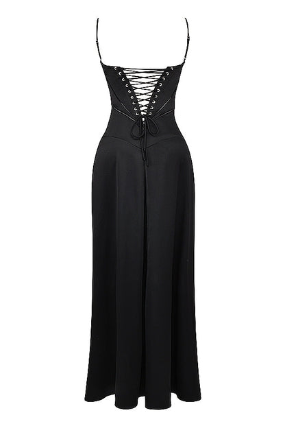 black lace up maxi dress