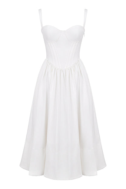 white corset midi sundress