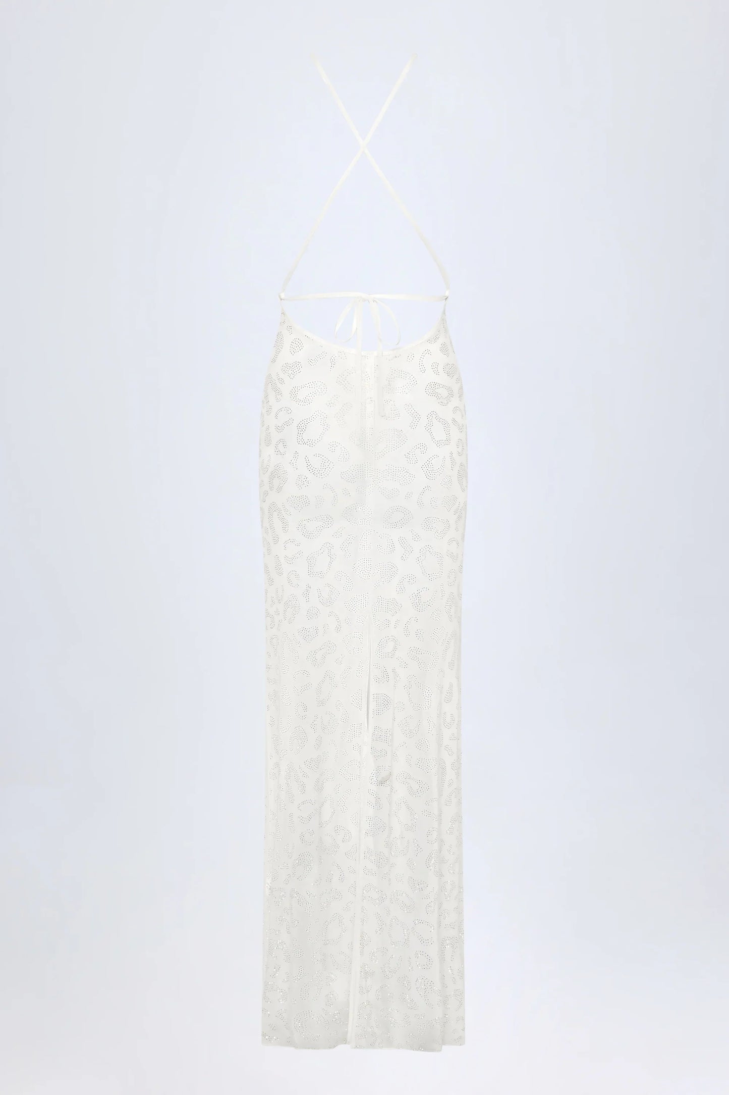 Embellished Backless Maxi Dress in White