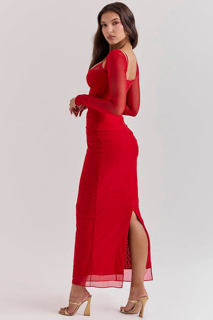 scarlet long sleeve maxi dress
