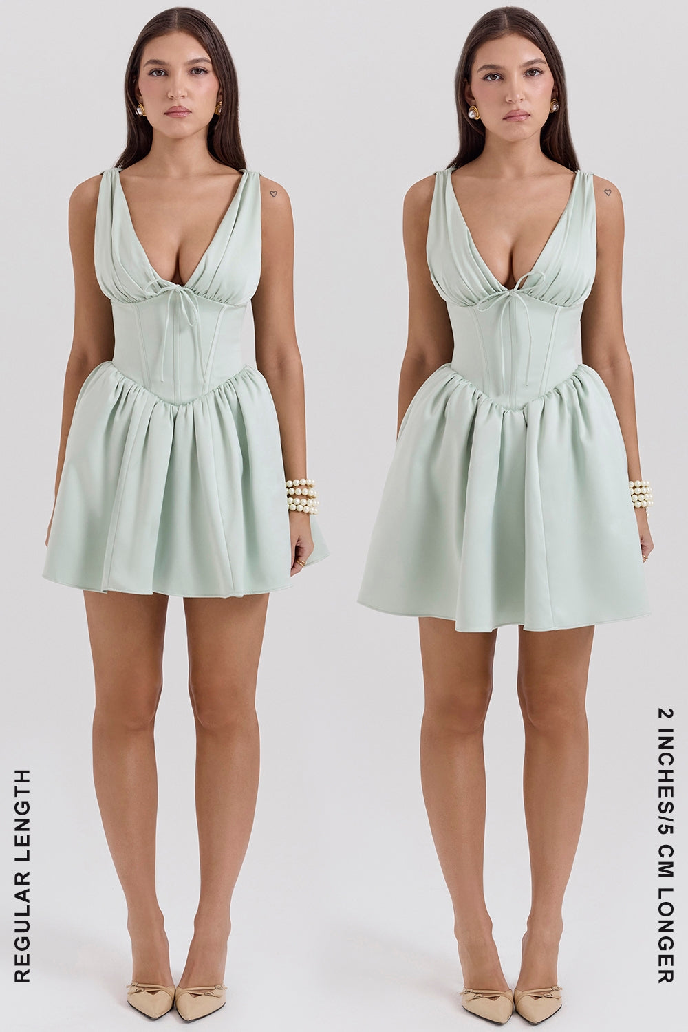 pistachio satin mini dress - sale