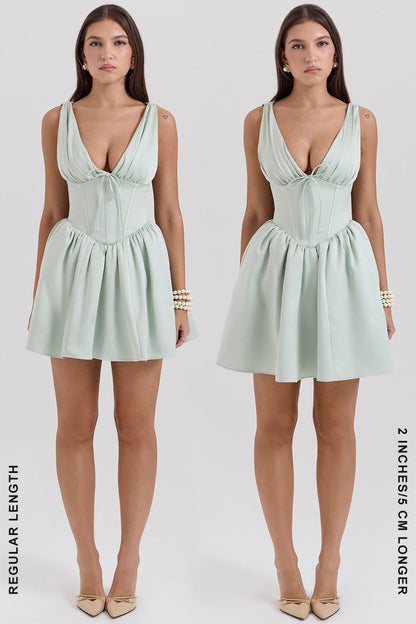 pistachio satin mini dress - sale