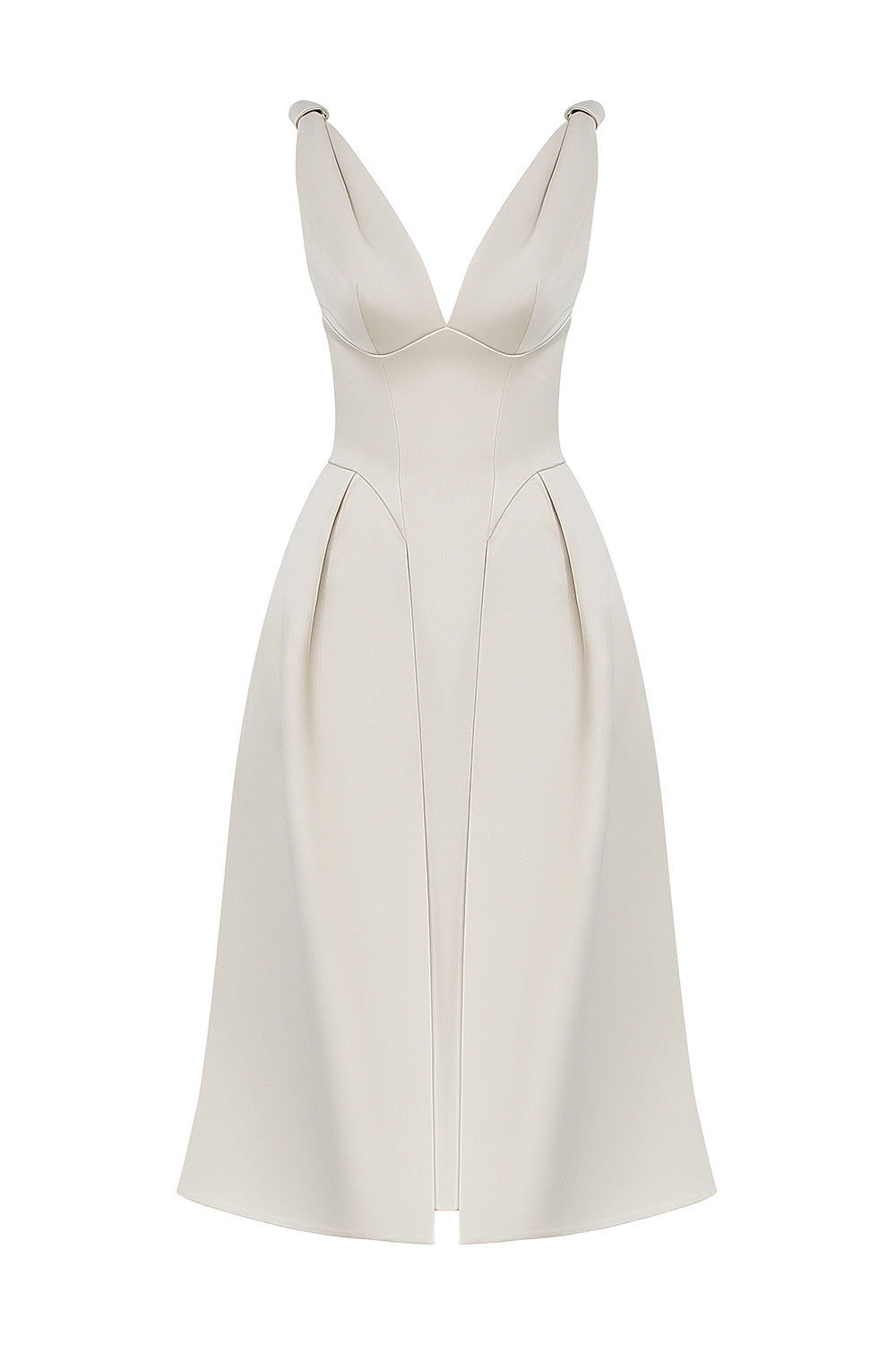 vintage cream satin pleated midi dress - sale