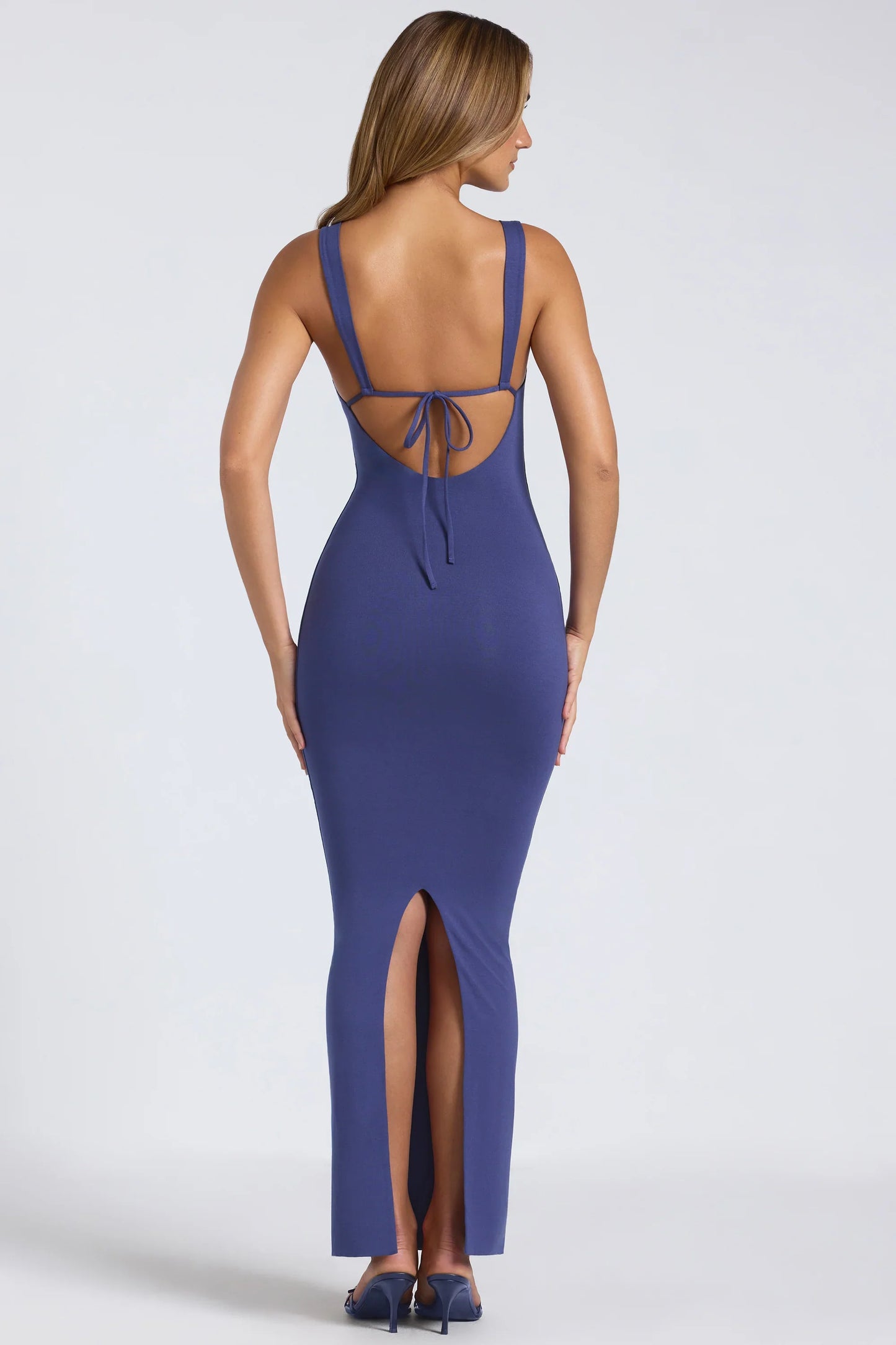 Modal Square-Neck Low Back Maxi Dress in Navy