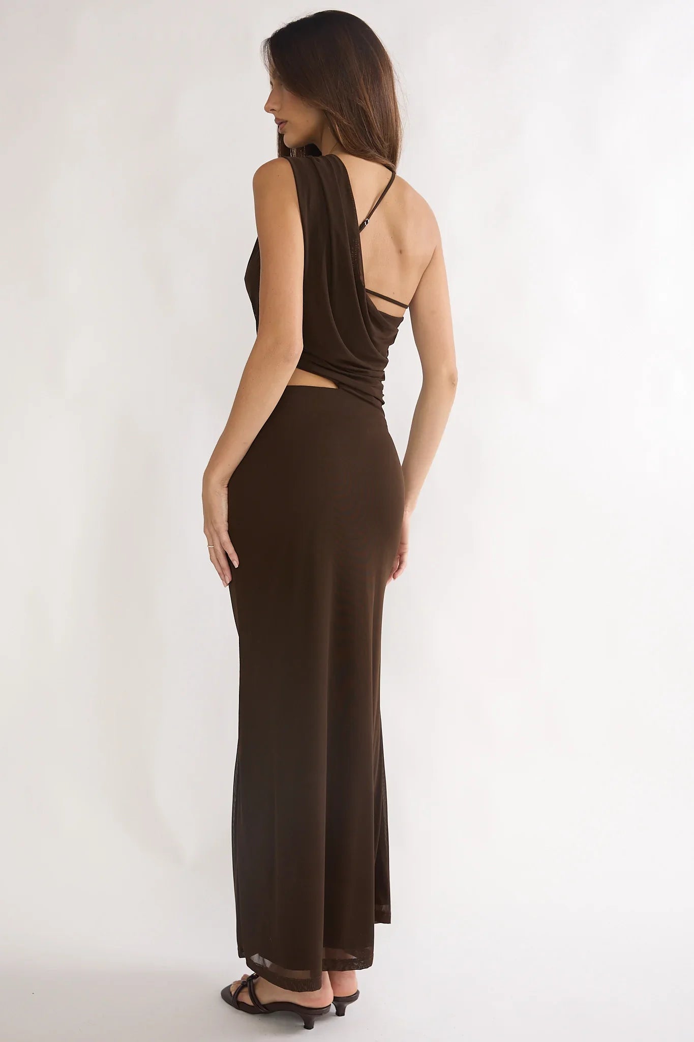 Out Loud Cut-Out Drape Maxi Dress Chocolate