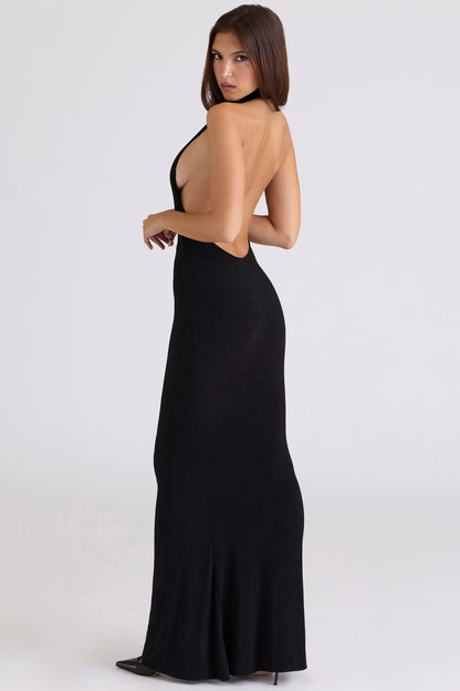 black backless silhouette maxi dress - limited edition