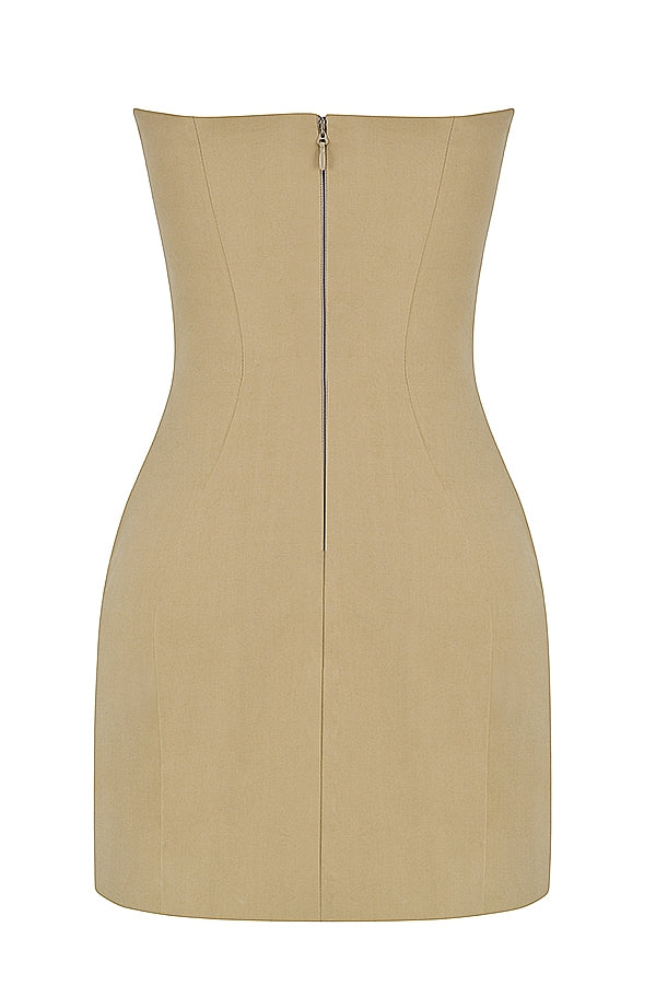 stone strapless mini dress
