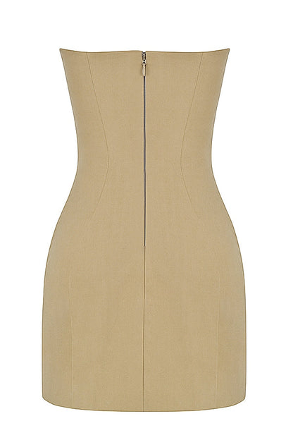 stone strapless mini dress