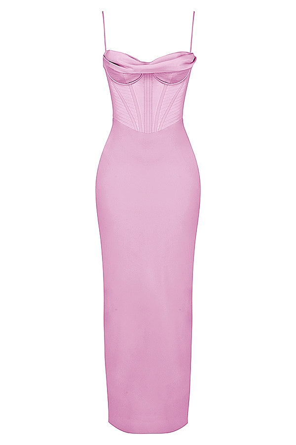 pink corset maxi dress