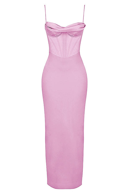 pink corset maxi dress