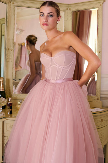 french rose tulle midi dress - sale