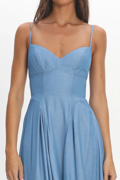 Take It All Cami Strap Midi Dress Light Blue
