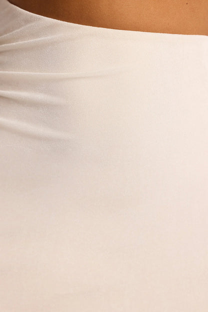 Textured Jersey Asymmetric Cut Out Mini Dress in Ivory