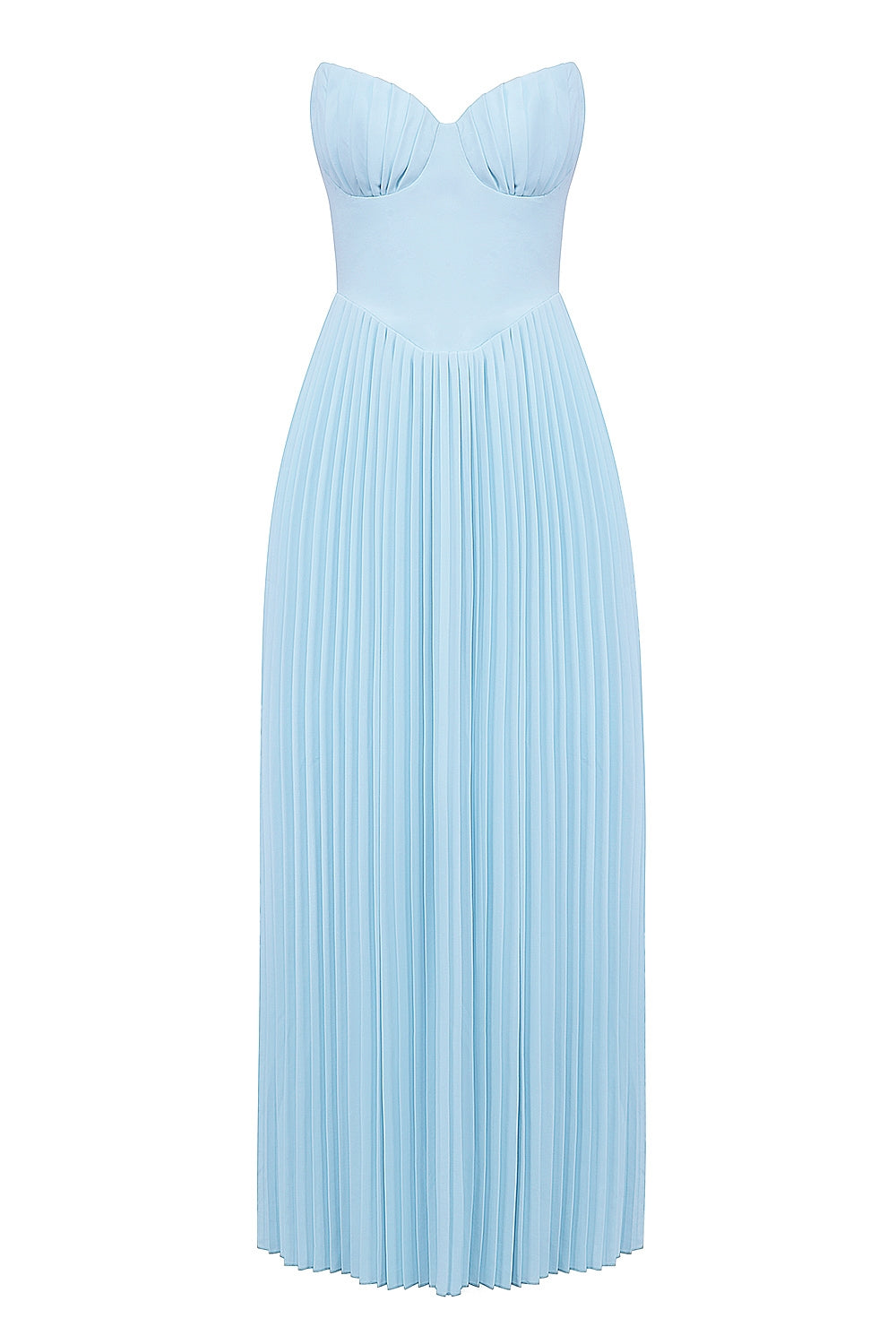 ocean blue pleated maxi dress