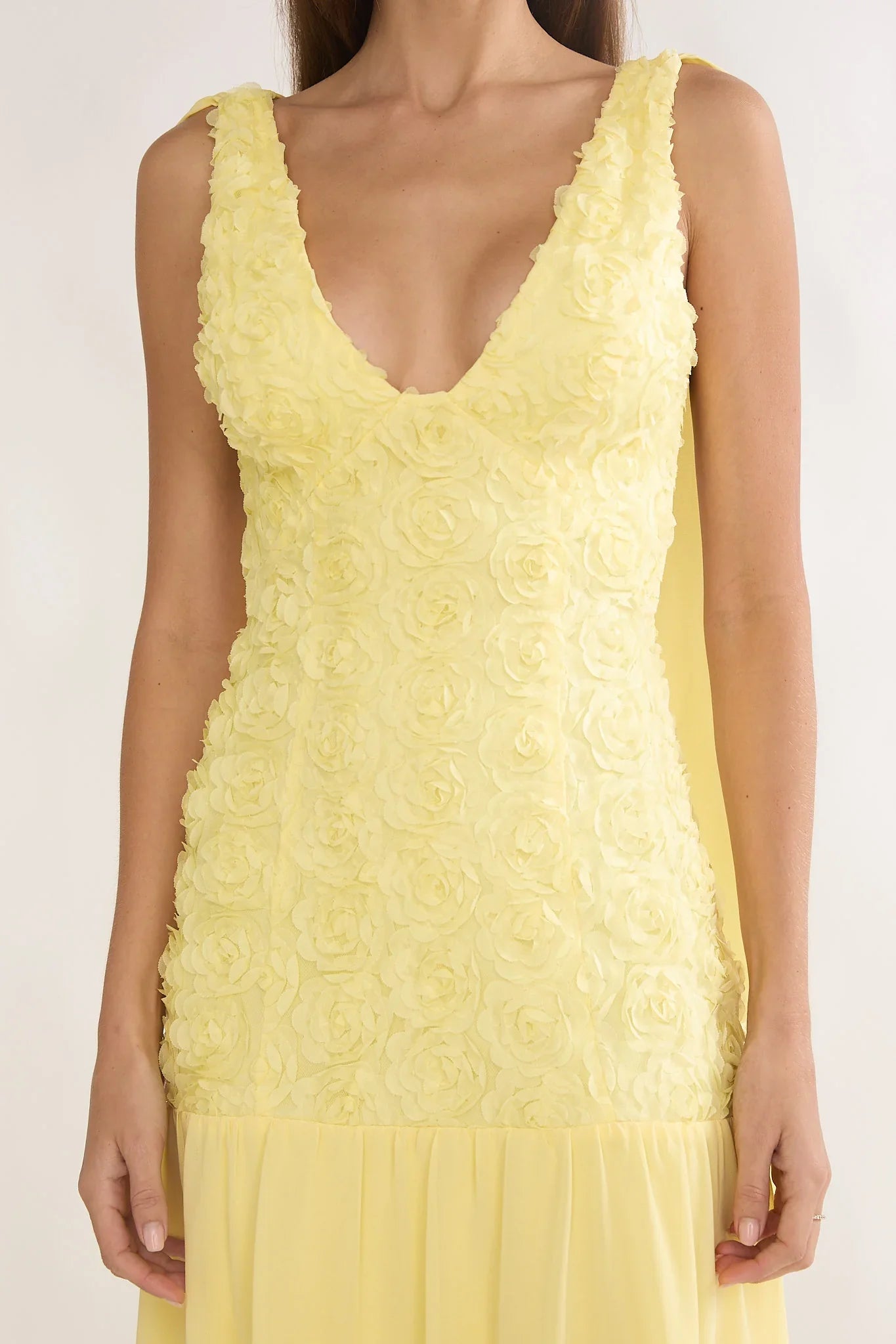 Marcellia Tied Back Maxi Dress Embellished Yellow