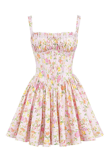 pink meadow print cotton mini dress