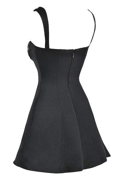 black satin and lace mini dress